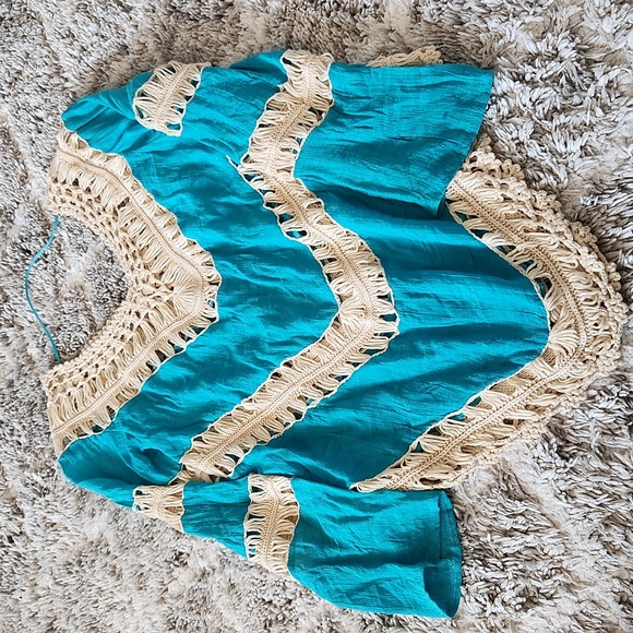 Umgee boho macrame crochet bohemian hippie fringe beach cover up tal size S - Picture 3 of 5